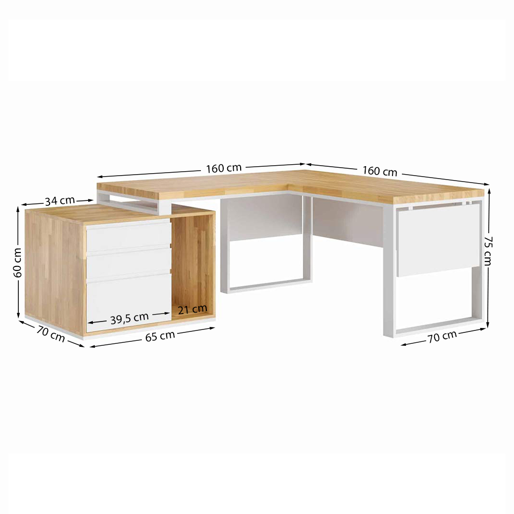 Bureau d'angle Loft Office blanc Loft Office Plus gauche