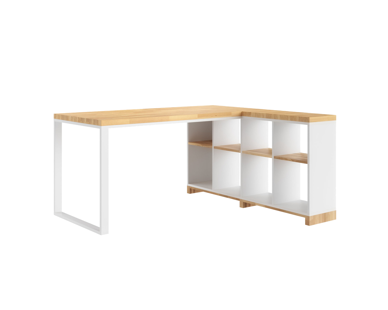 Bureau d'angle blanc en bois et métal "bureau moderne" côté droit