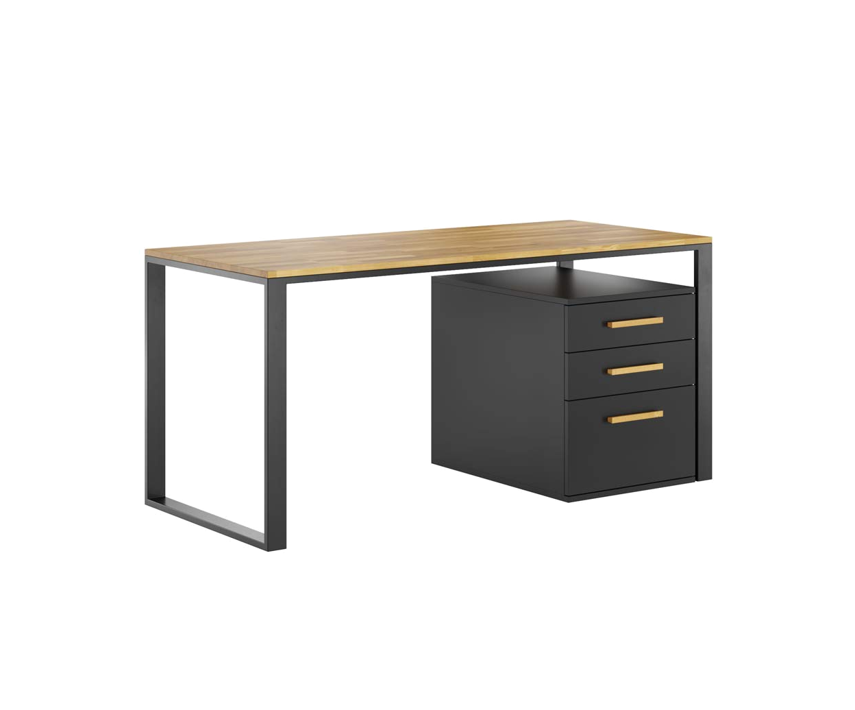 Bureau de direction avec plateau fin en bois et armoire