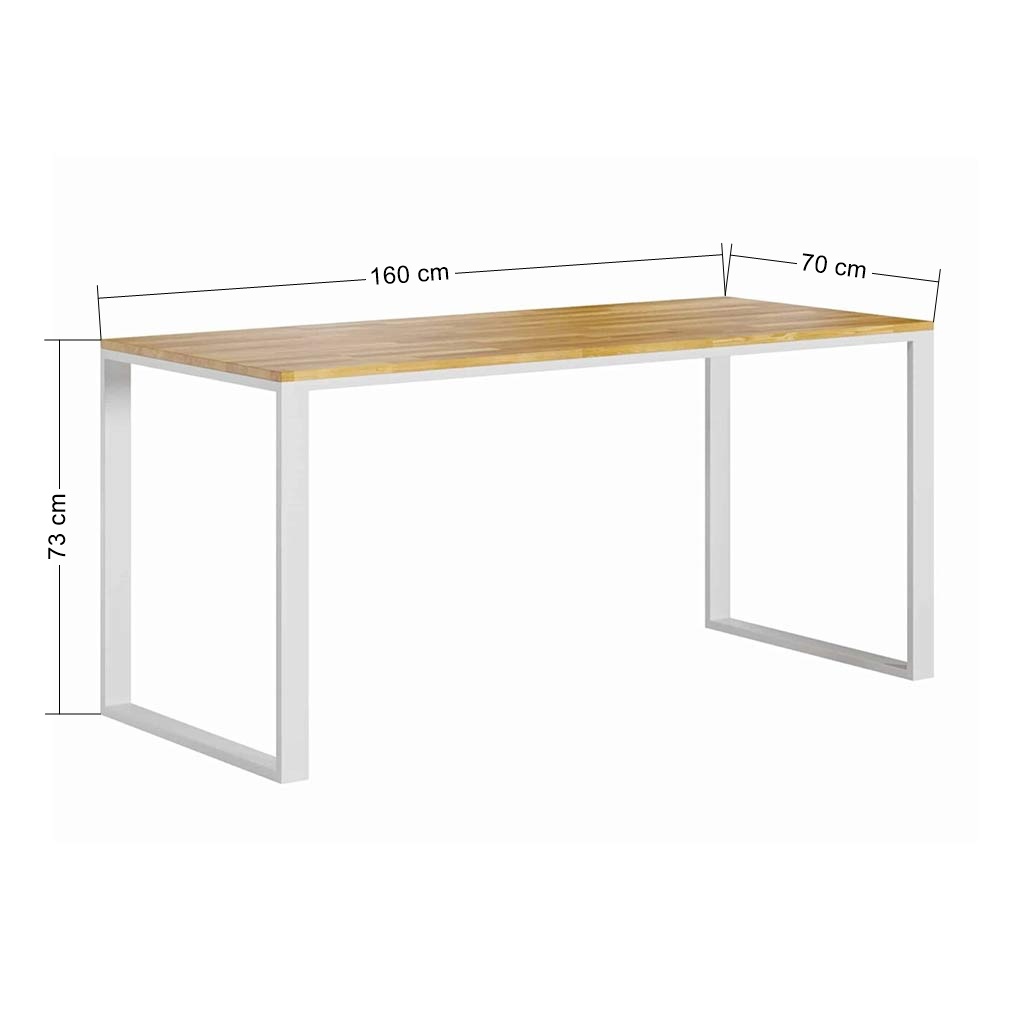 Bureau blanc avec plateau en bois 160x70cm plus caisson