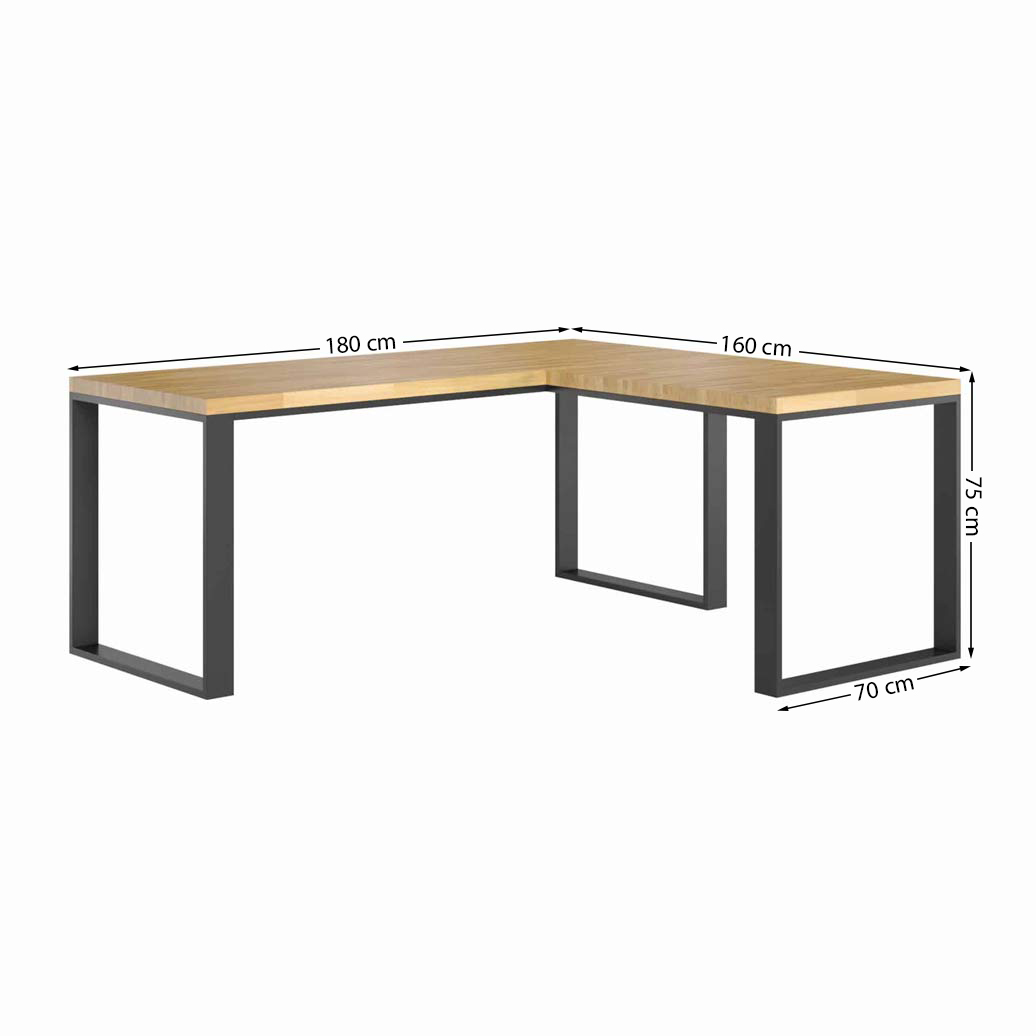 Bureau d'angle moderne avec plateau en bois pour un grand bureau