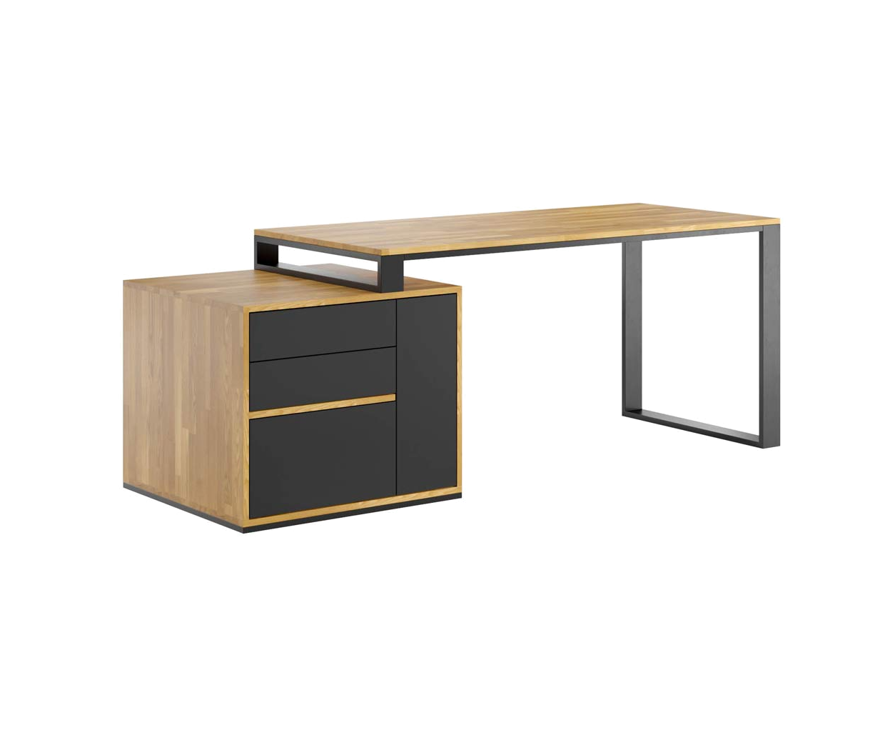 Bureau de loft en bois noir avec caisson
