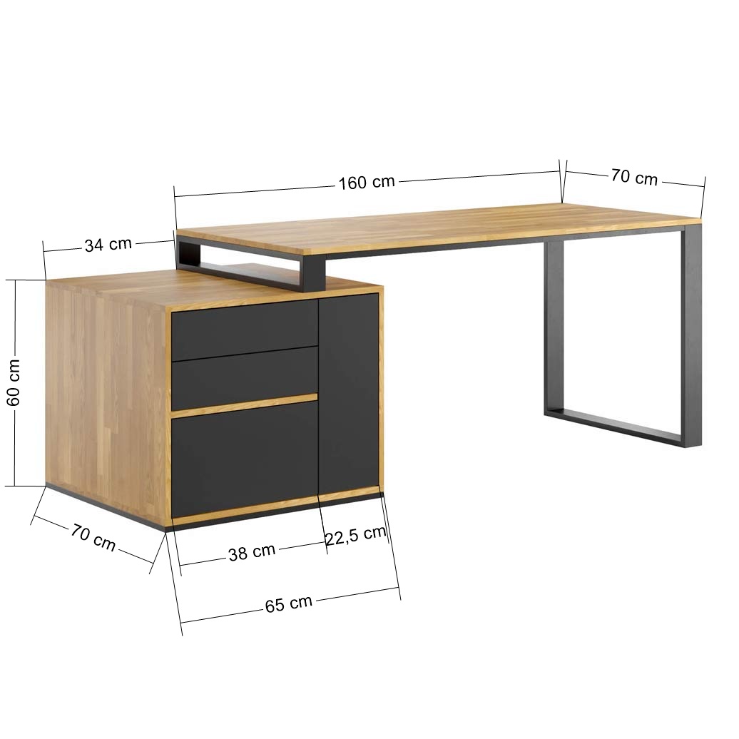Bureau de loft en bois noir avec caisson