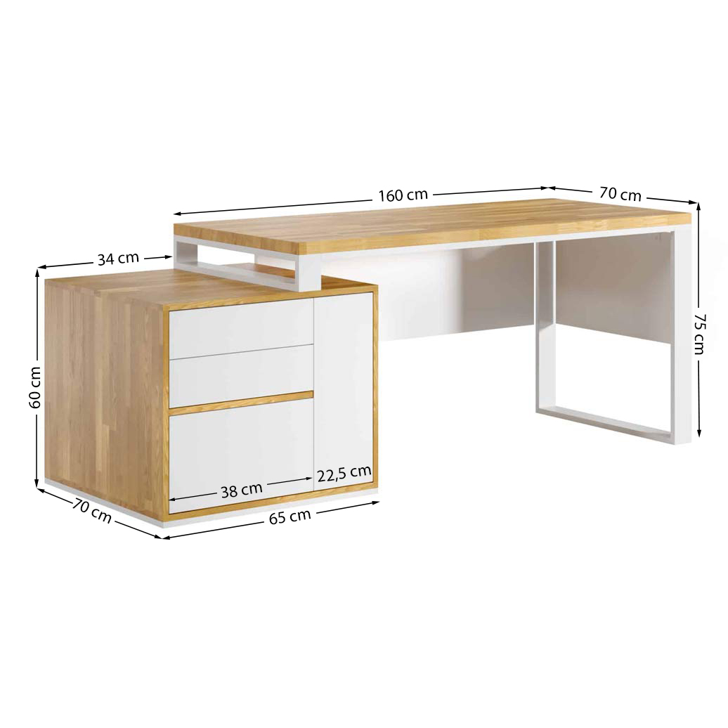 Bureau blanc avec couvercle pour bureau de femme ou bureau d'étude