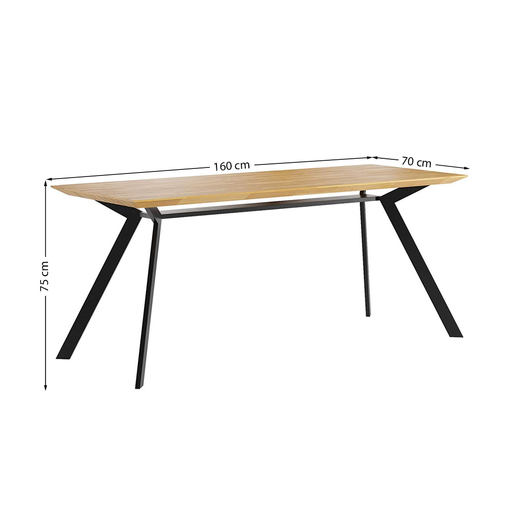 Bureau actif sur pieds inclinés avec plateau en bois 160x70cm