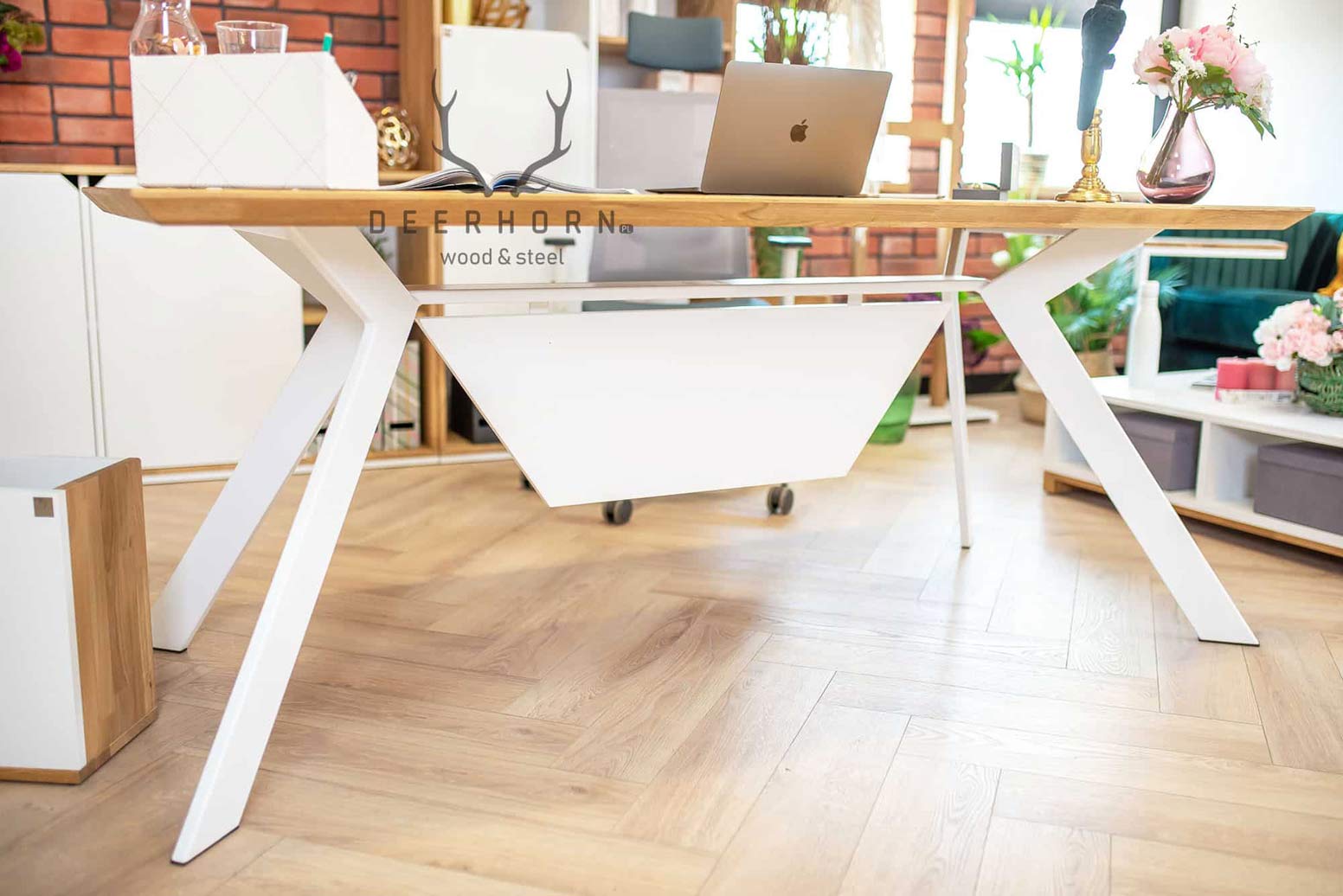 Bureau d'étude blanc avec bureau en verre Simple Active