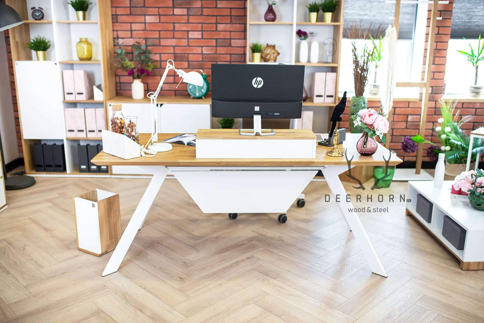 Bureau d'étude blanc avec bureau en verre Simple Active