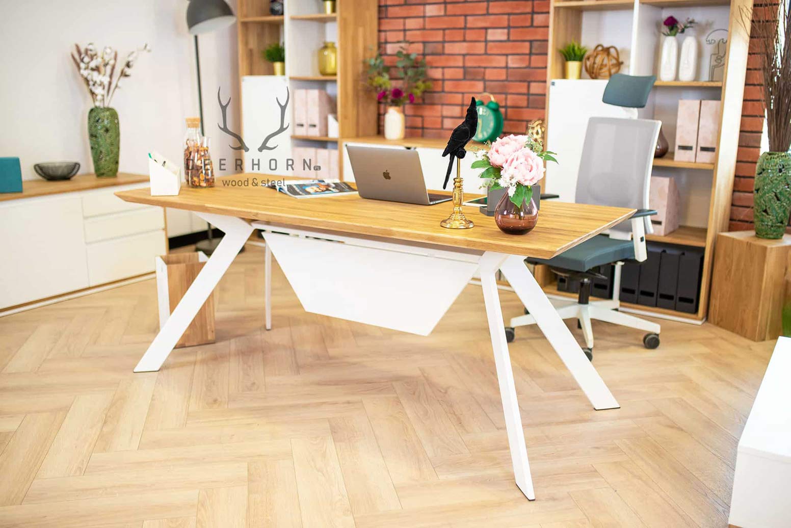 Bureau d'étude blanc avec bureau en verre Simple Active