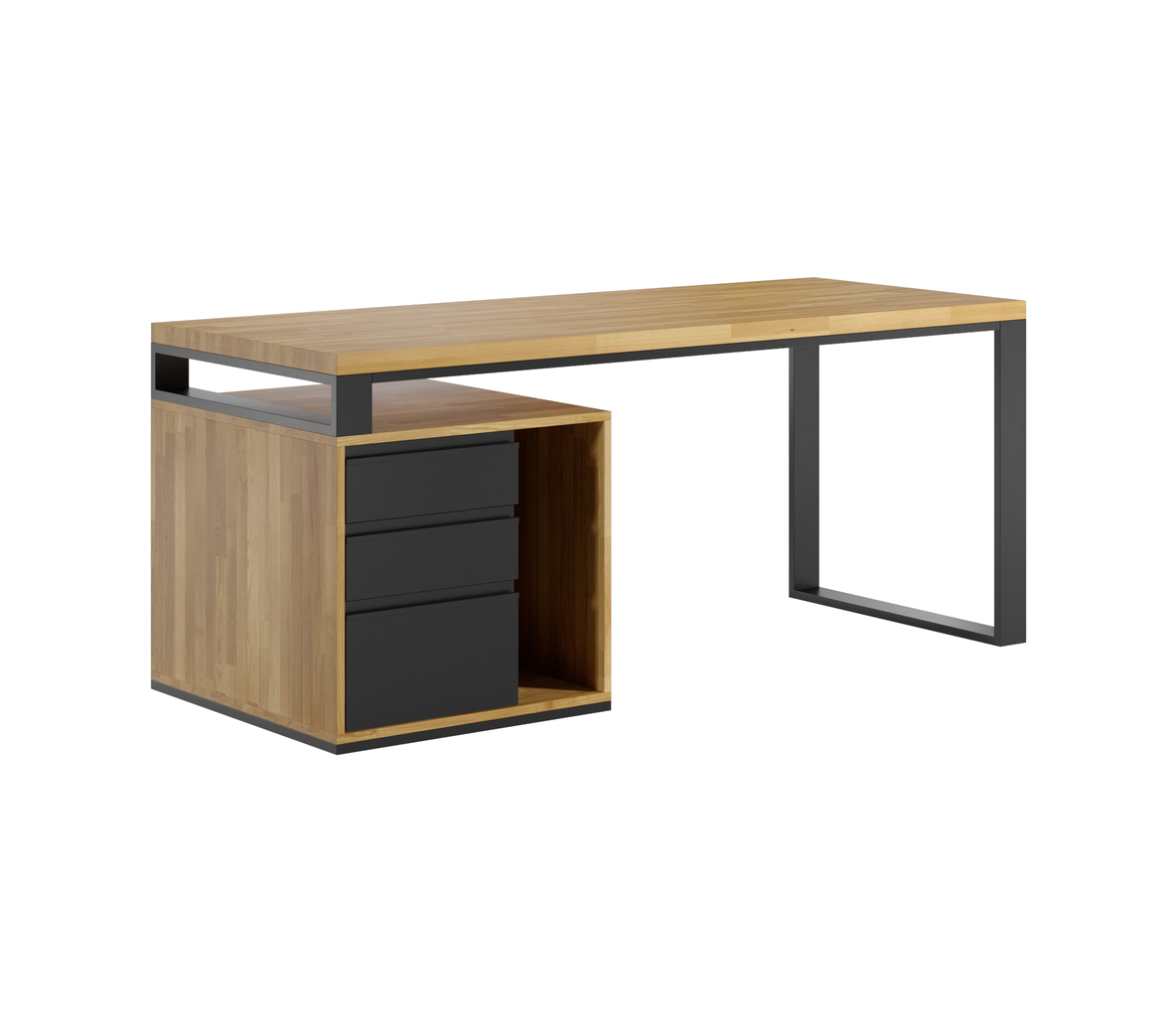 Bureau court avec plateau en bois pour petit bureau loft plus gauche
