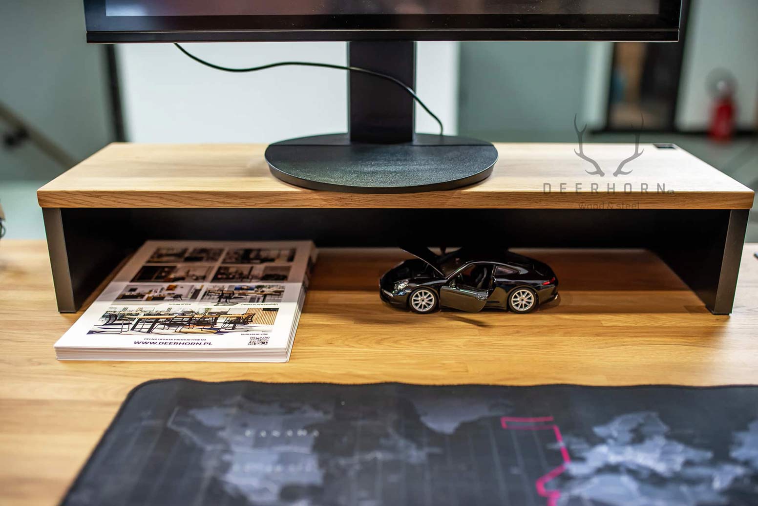 Bureau avec plan de travail pour écran loft industriel premium