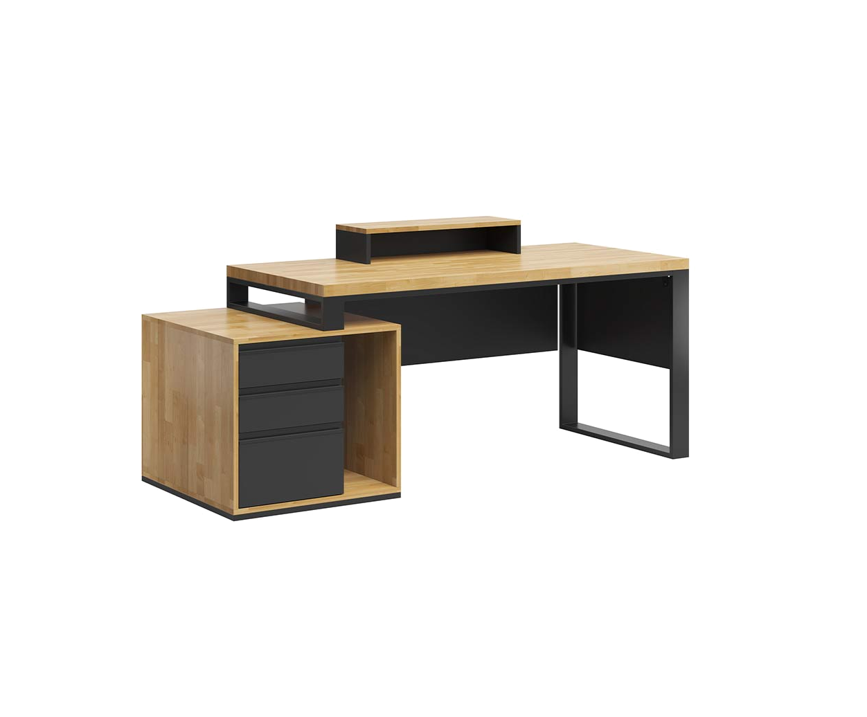 Bureau avec plan de travail pour écran loft industriel premium