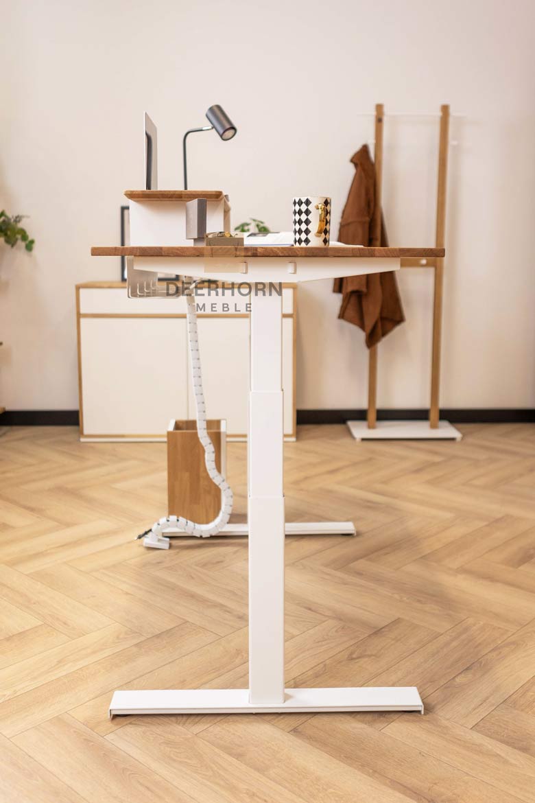 Weißer verstellbarer Holzschreibtisch Slim