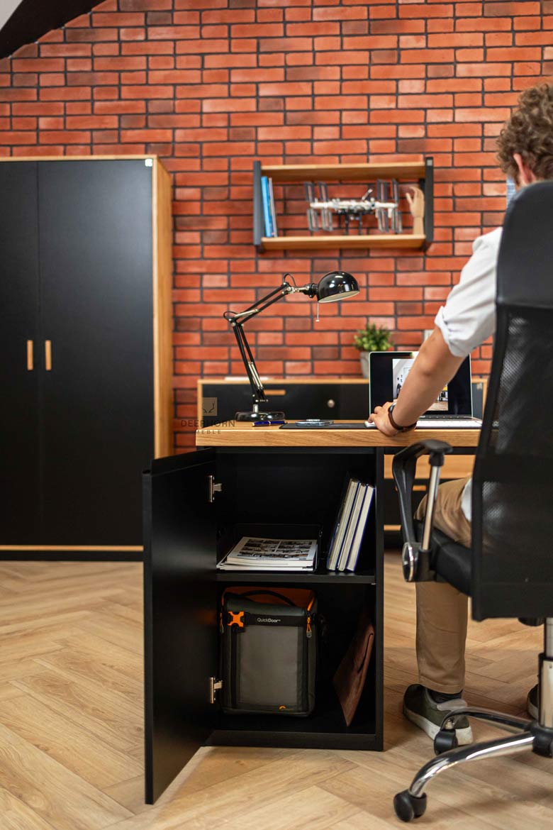 Moderner ergonomischer Jugendschreibtisch mit linkem Schrank