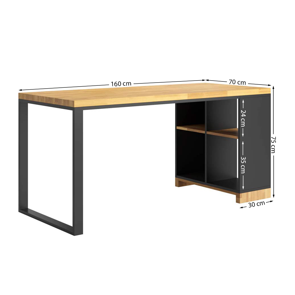 Funktionaler Schreibtisch mit Ablageflächen für Firmensitz schwarz rechts modern