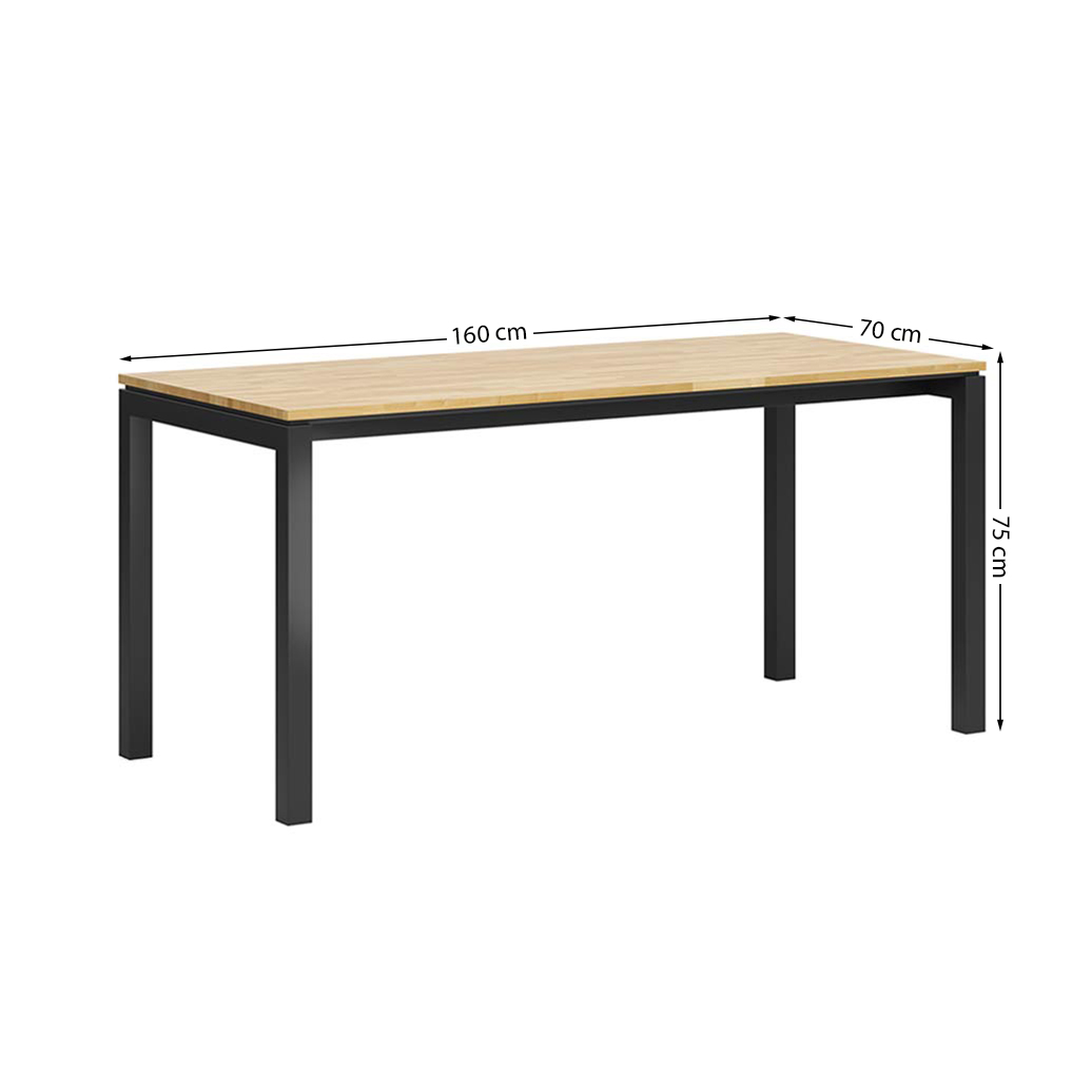 Holztisch für Büro auf schwarzen Metallbeinen