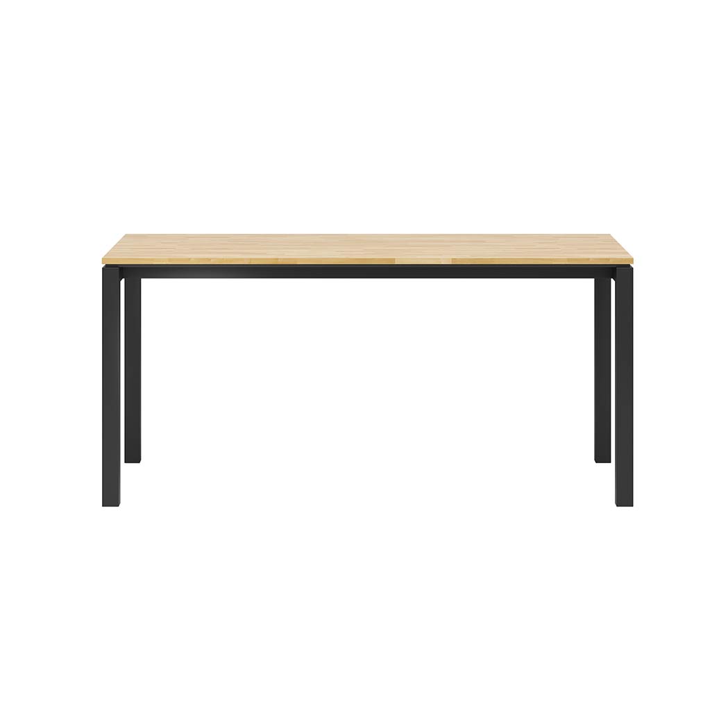 Holztisch für Büro auf schwarzen Metallbeinen