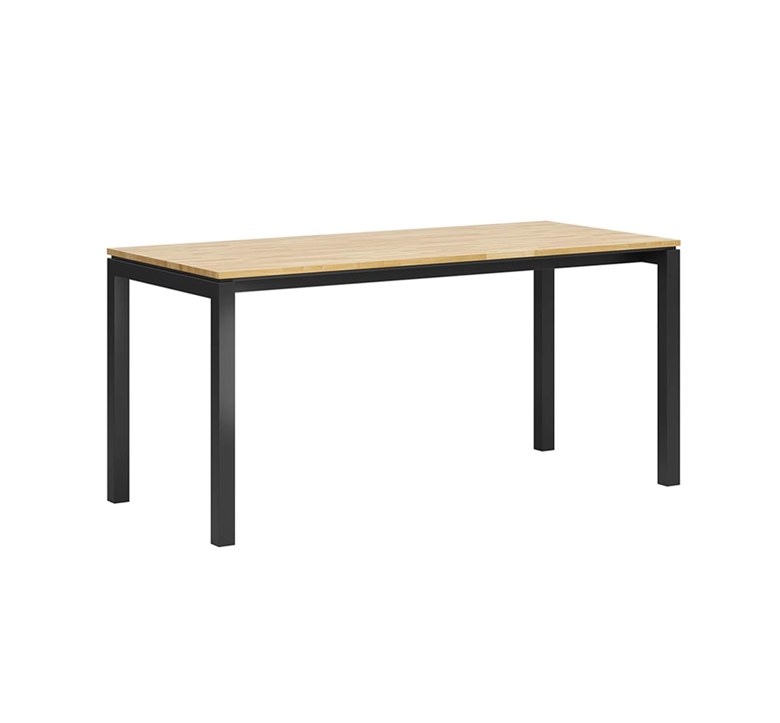 Holztisch für Büro auf schwarzen Metallbeinen