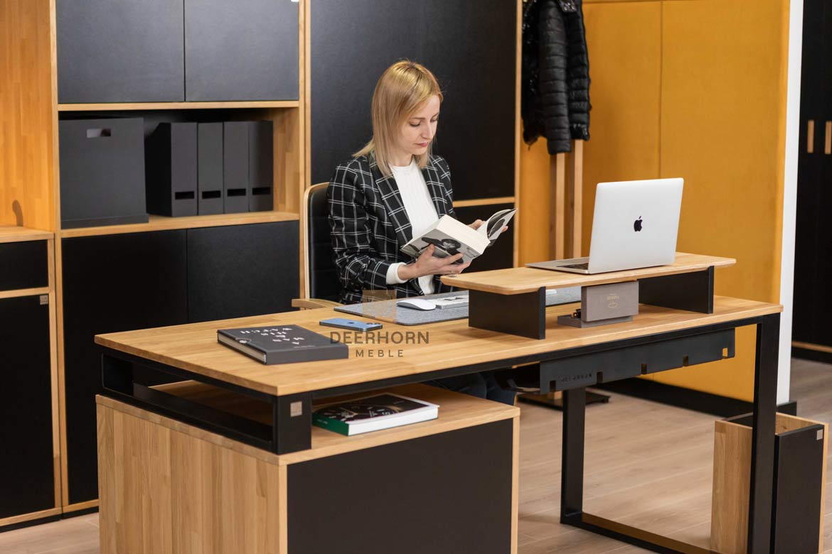 Schreibtisch für kleine Büros Holz Metall Loft Büro schlank kurz