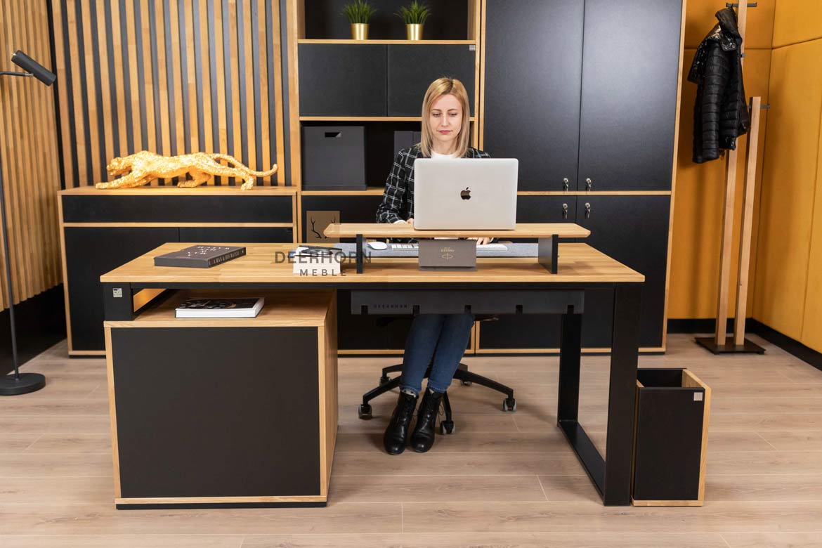 Schreibtisch für kleine Büros Holz Metall Loft Büro schlank kurz