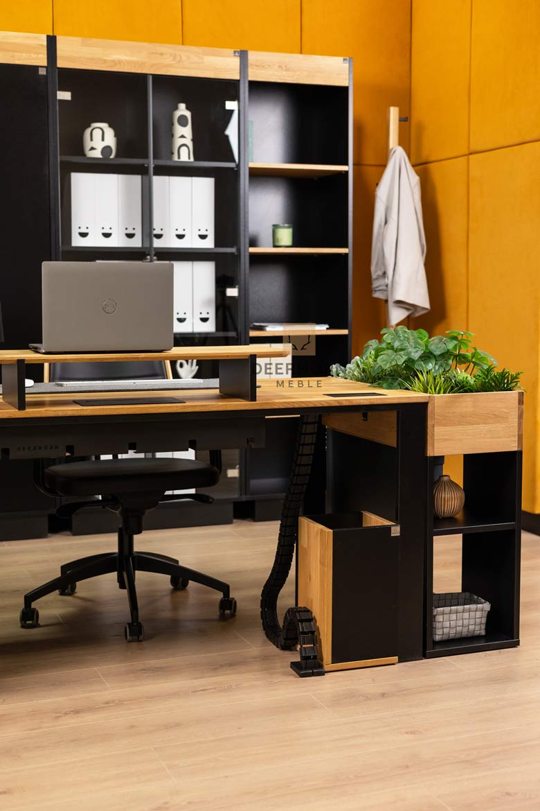 Eckschreibtisch schwarz mit Büro-Aktenschrank