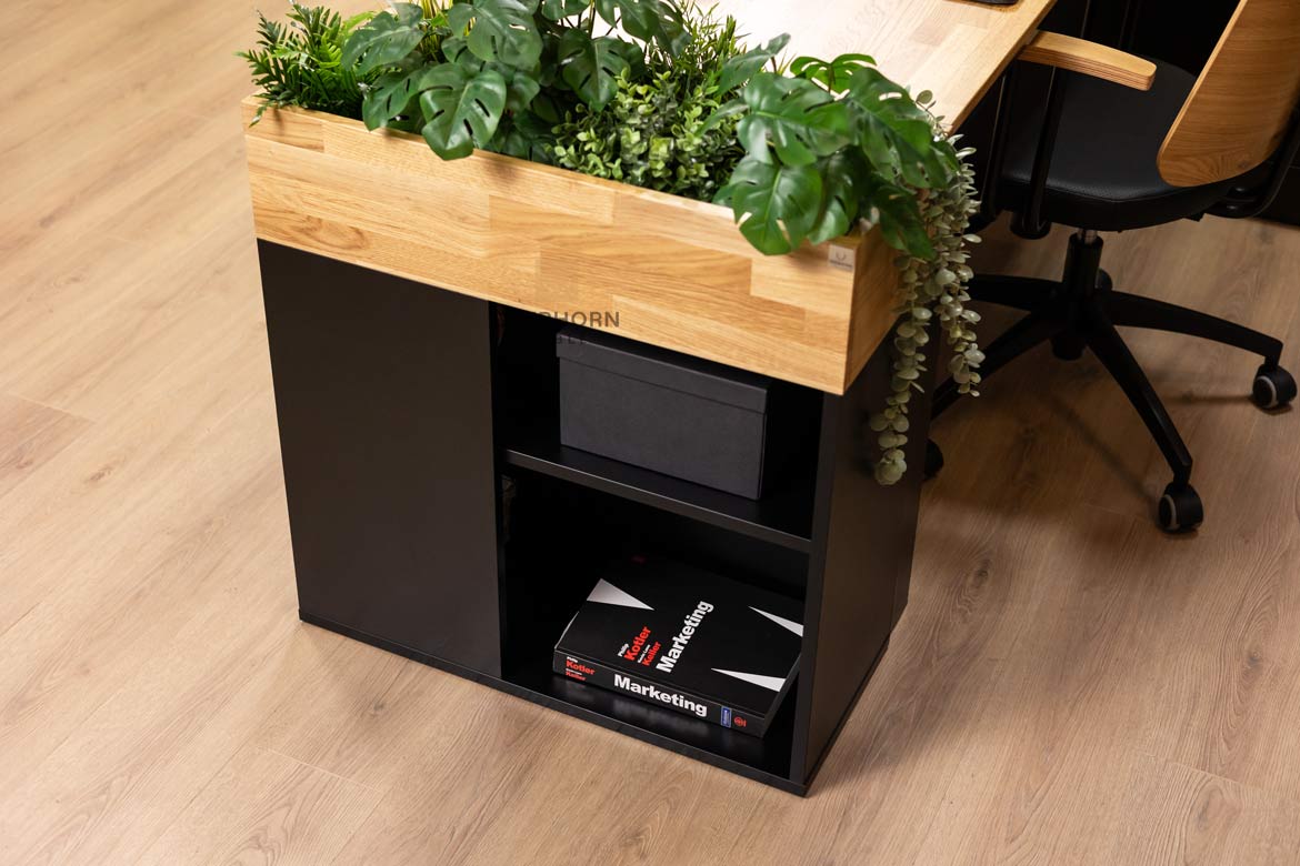 Eckschreibtisch schwarz mit Büro-Aktenschrank