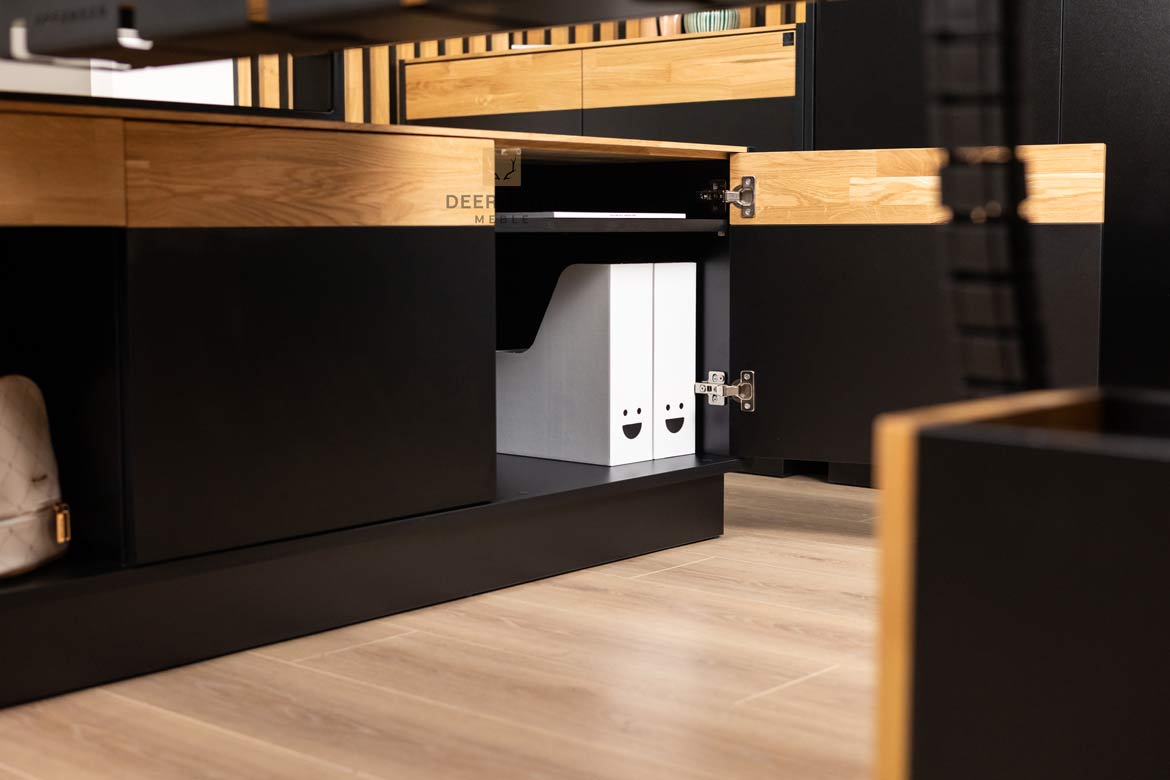 Eckschreibtisch schwarz mit Büro-Aktenschrank