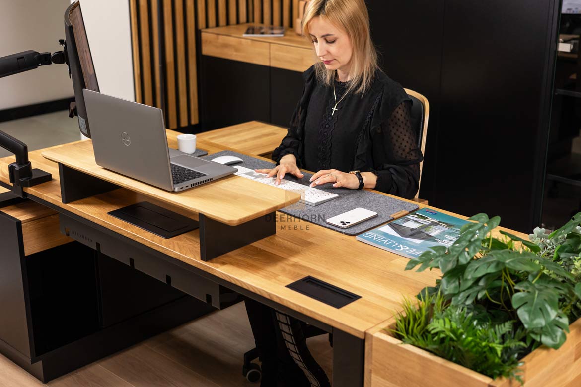 Eckschreibtisch schwarz mit Büro-Aktenschrank