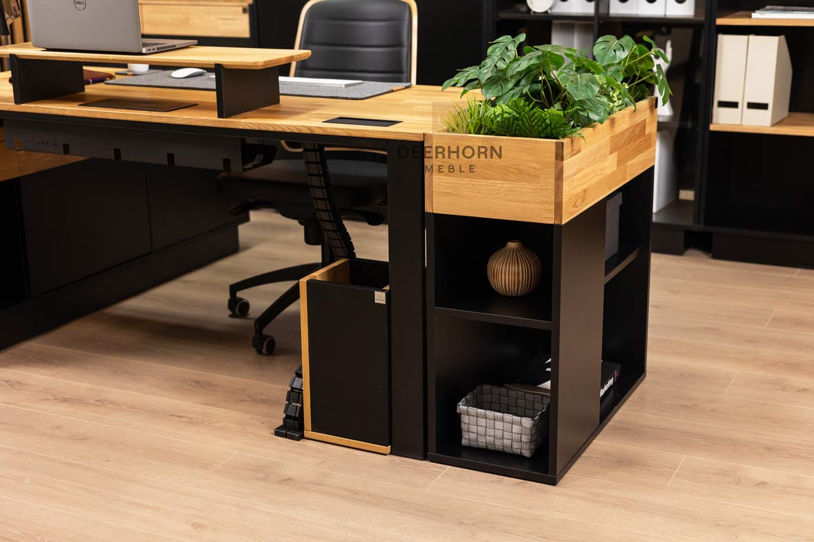 Eckschreibtisch schwarz mit Büro-Aktenschrank
