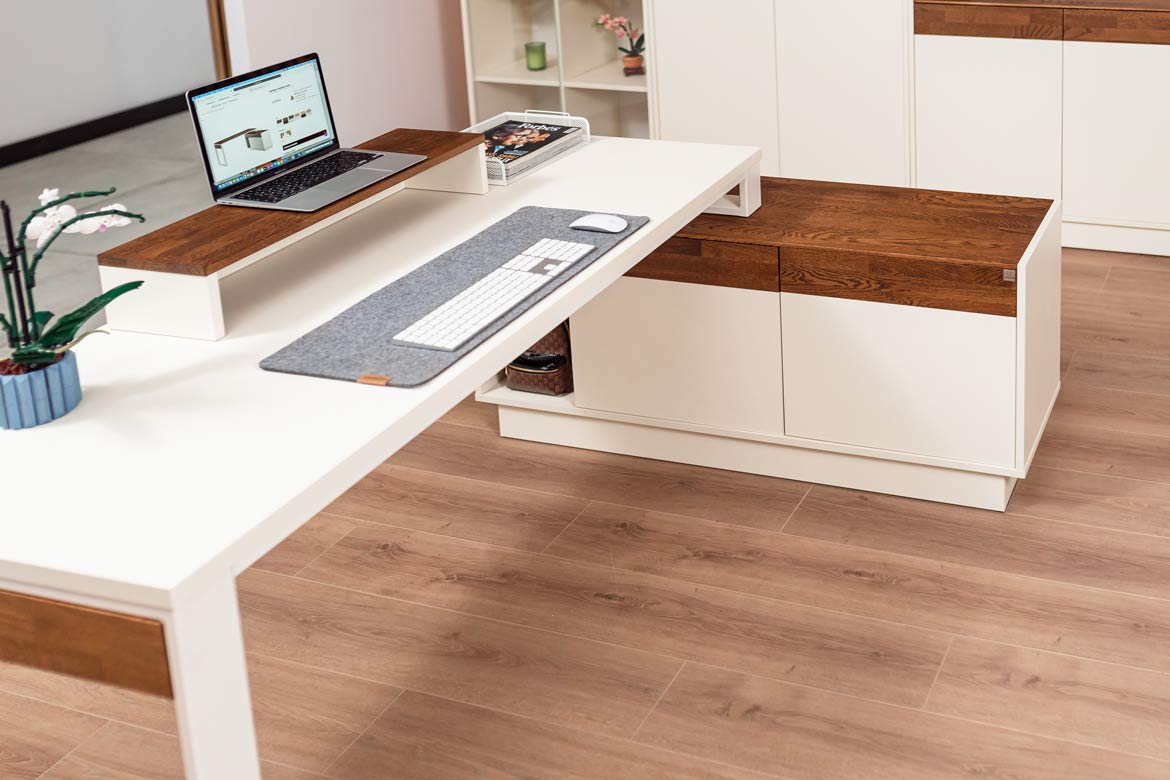 Modernes Büro Eckschreibtisch für Computer mit Schubladen