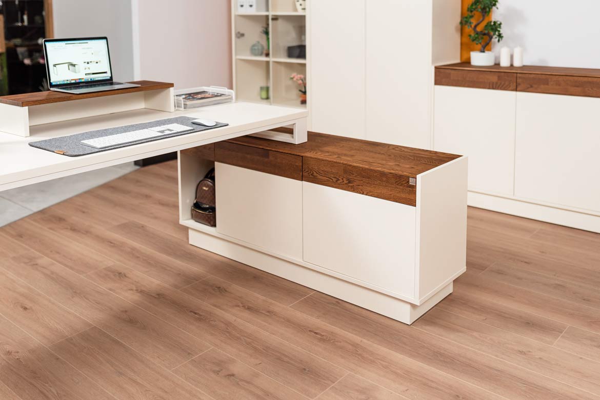 Modernes Büro Eckschreibtisch für Computer mit Schubladen