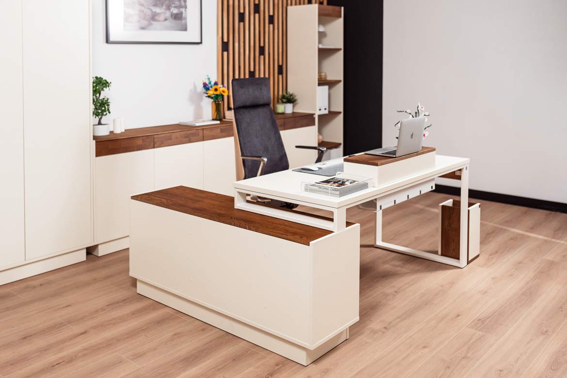 Modernes Büro Eckschreibtisch für Computer mit Schubladen