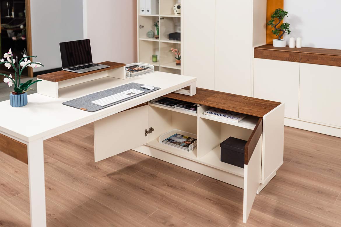 Modernes Büro Eckschreibtisch für Computer mit Schubladen