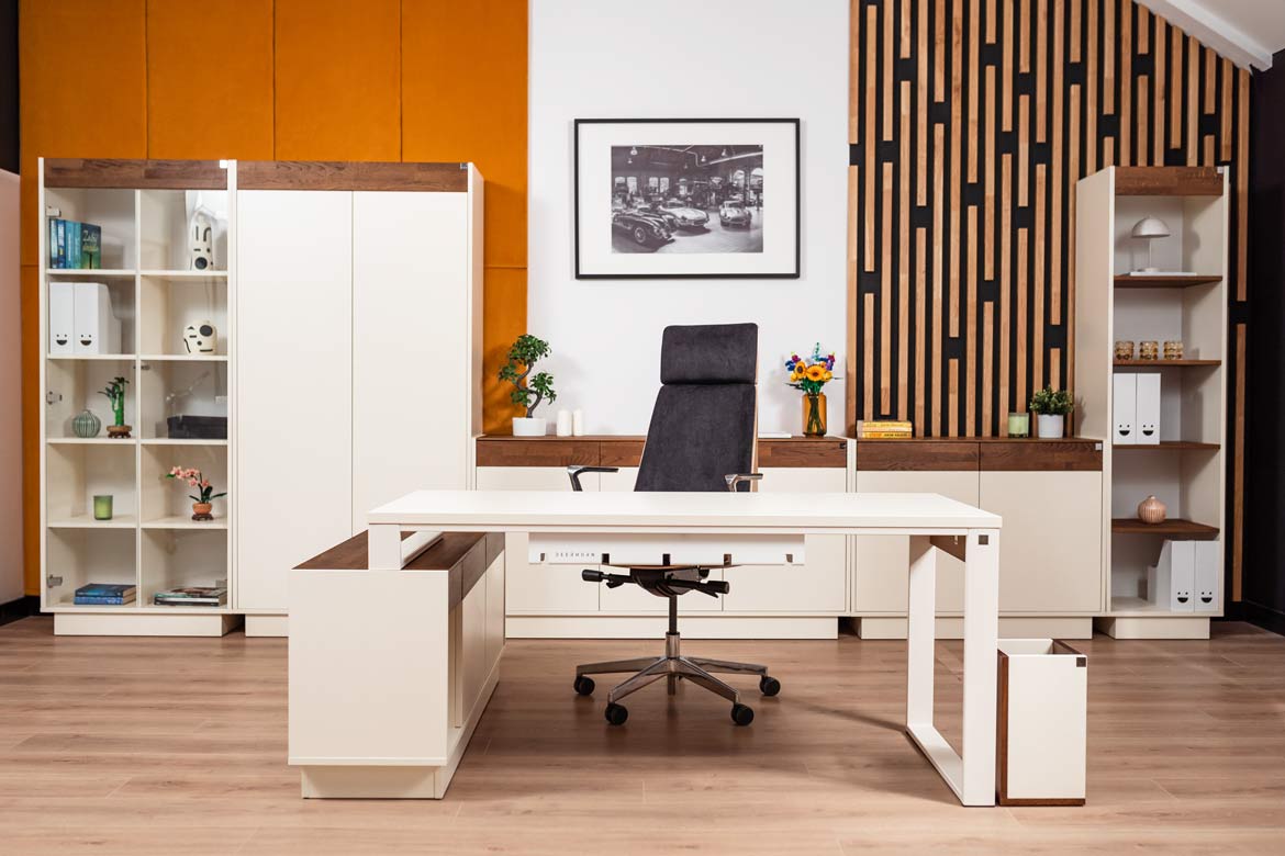 Modernes Büro Eckschreibtisch für Computer mit Schubladen
