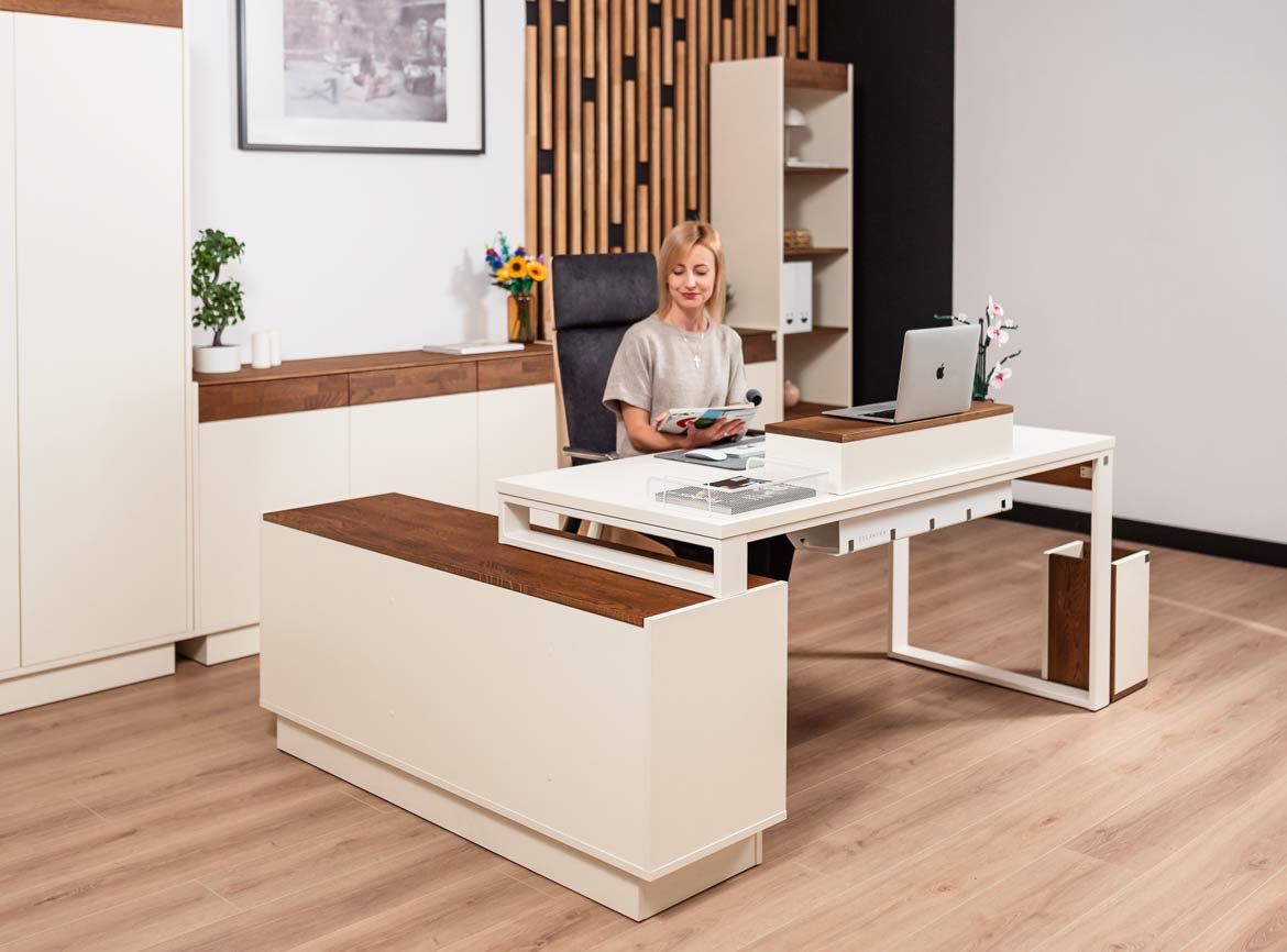 Modernes Büro Eckschreibtisch für Computer mit Schubladen