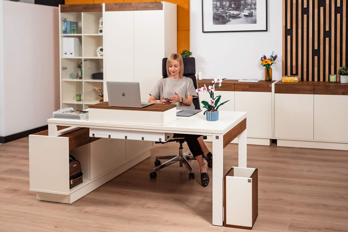 Modernes Büro Eckschreibtisch für Computer mit Schubladen