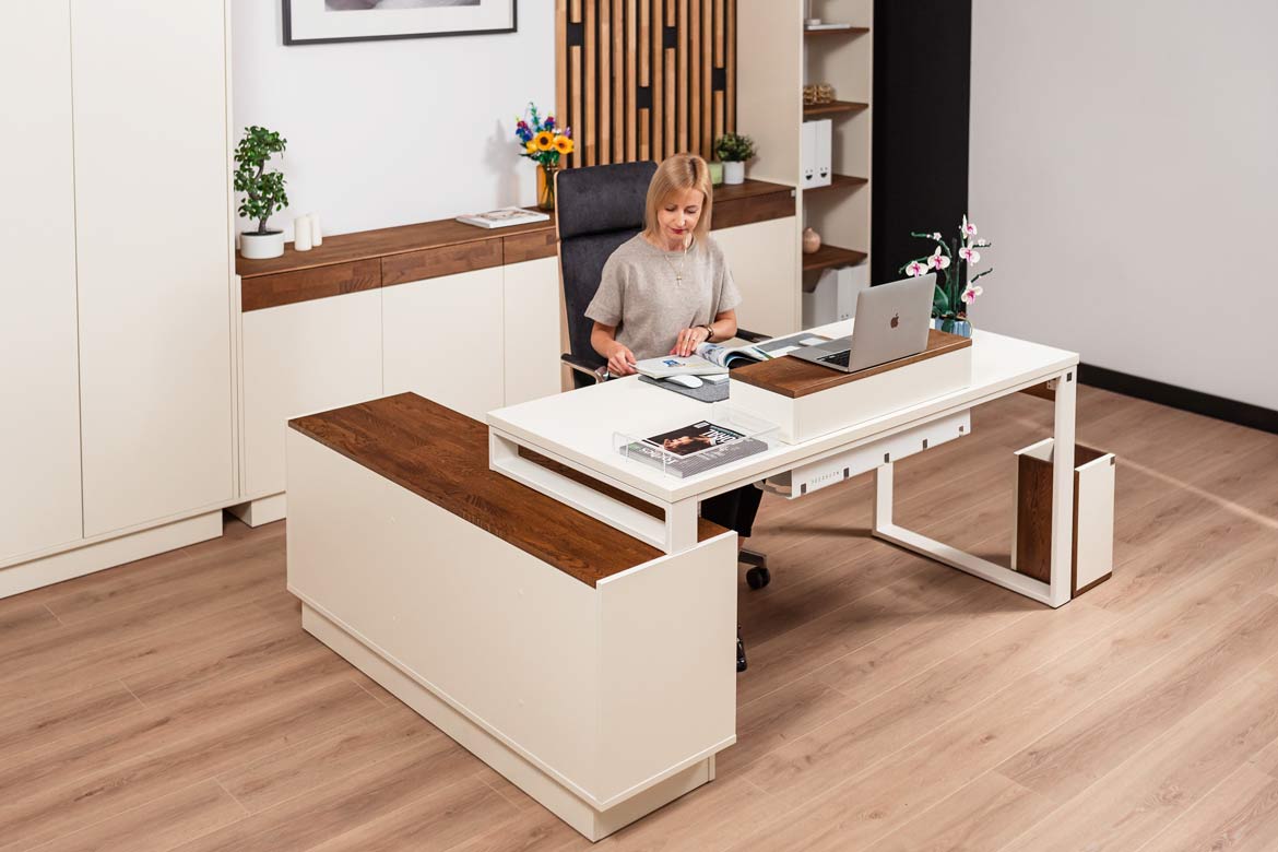 Modernes Büro Eckschreibtisch für Computer mit Schubladen