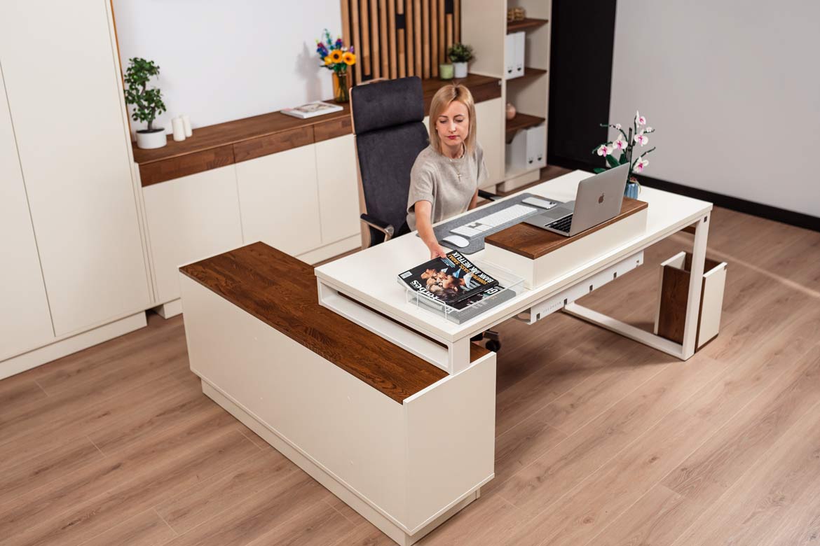 Modernes Büro Eckschreibtisch für Computer mit Schubladen