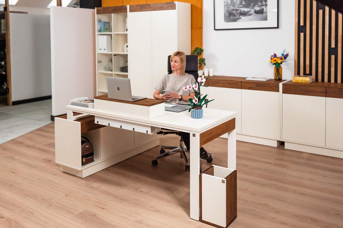 Modernes Büro Eckschreibtisch für Computer mit Schubladen