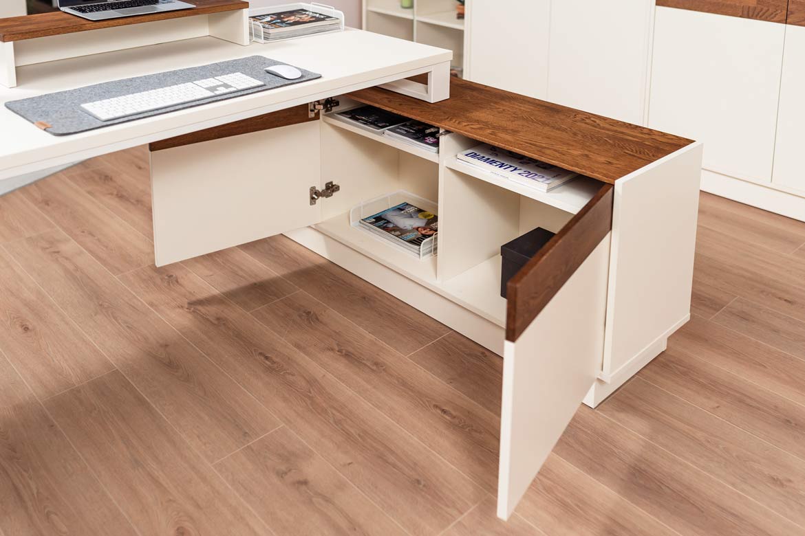 Modernes Büro Eckschreibtisch für Computer mit Schubladen