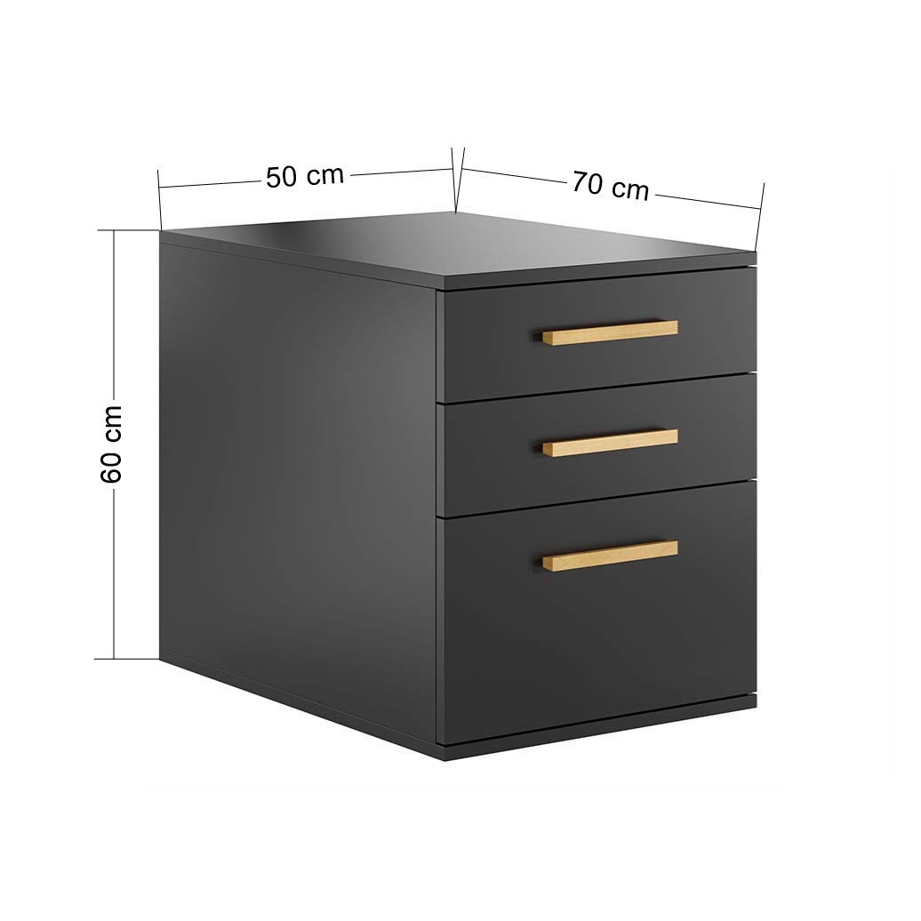 Schreibtisch für Büro und Heimarbeit mit hinterschnittener Holzplatte mit Schrank