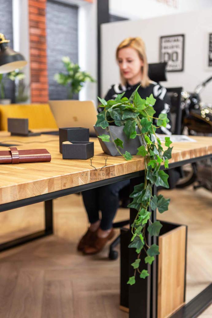 Set aus zwei Schreibtischen mit Holzplatten im Loft-Stil
