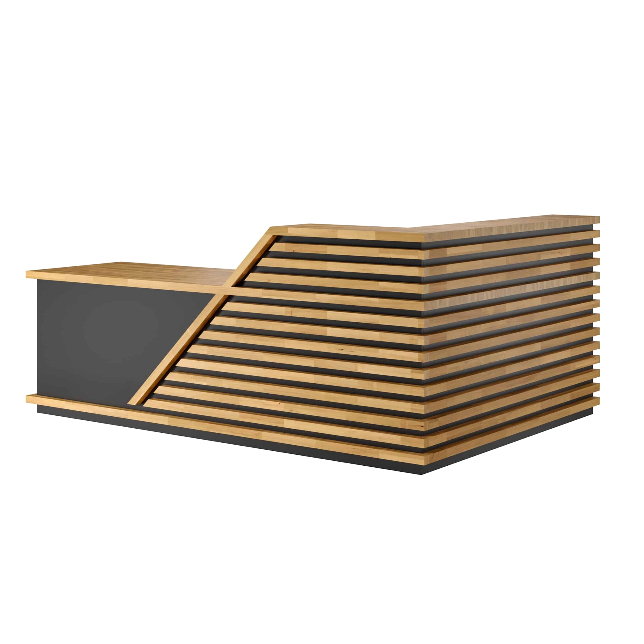 Eck-Empfangstheke Holz, Metall, Platte