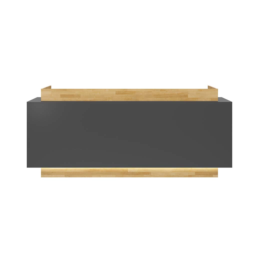 Schwarzer Empfangstresen mit Holz für Unternehmen, Konzerne