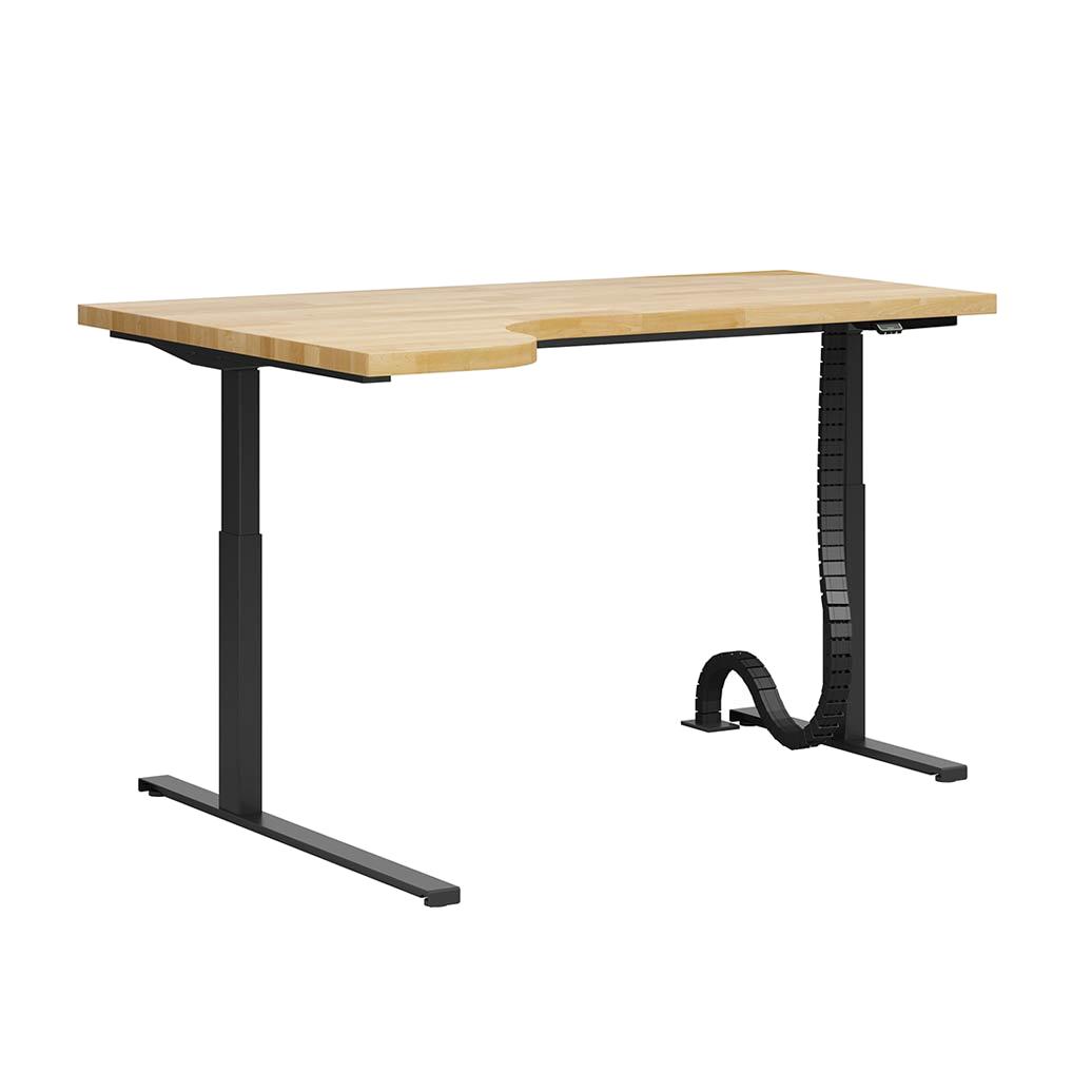 Ergonomischer Schreibtisch mit Höhenverstellung und Aussparung für den Körper