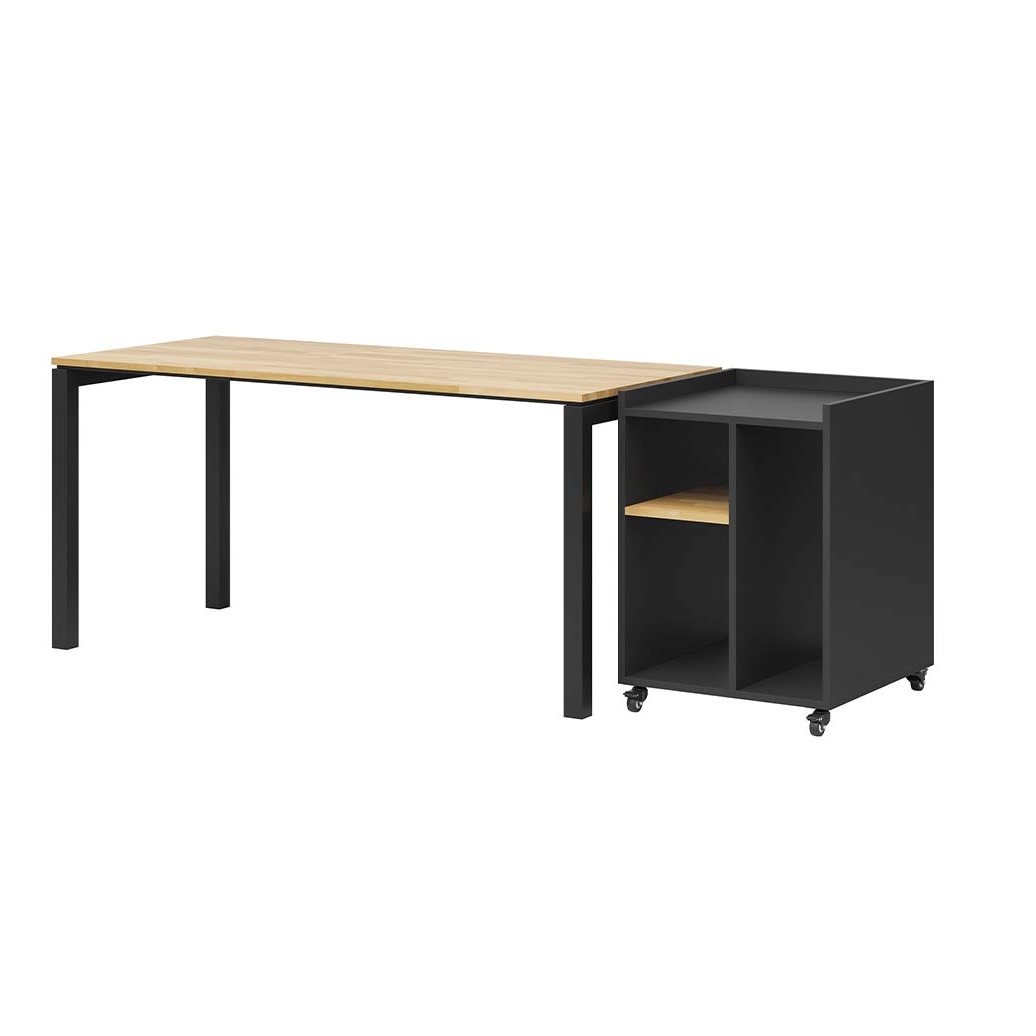 Arbeitstisch mit fahrbarem Schrank auf Rädern für Dokumente, Zubehör und Büromaterial