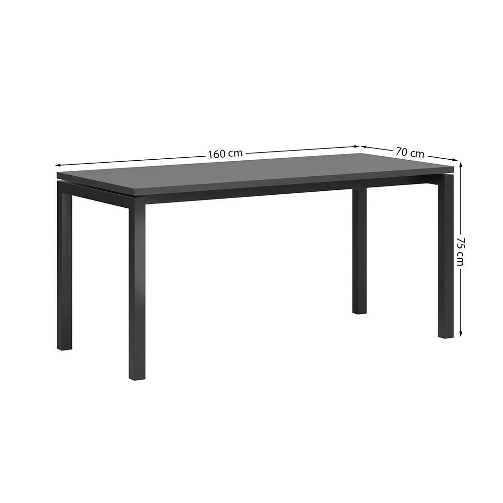 Schreibtisch für Büro und Open Space schwarz mit Metallbeinen