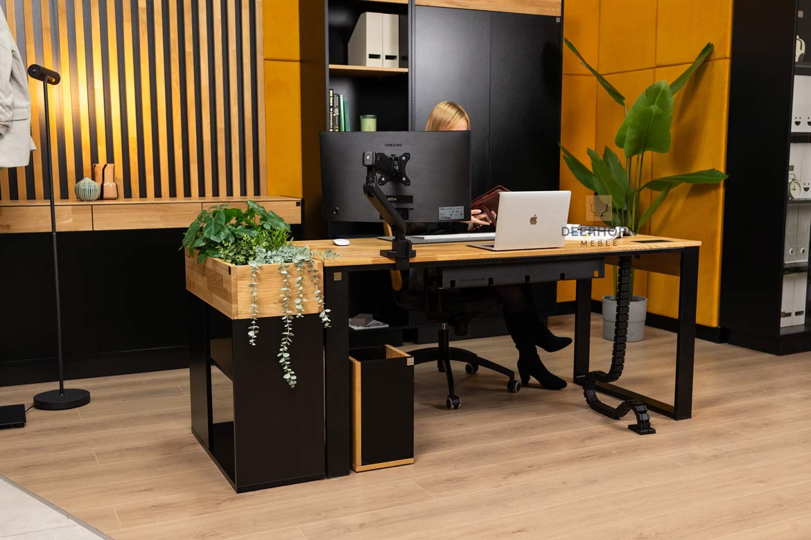 Büroschreibtisch aus Eiche minimalistisch schwarz