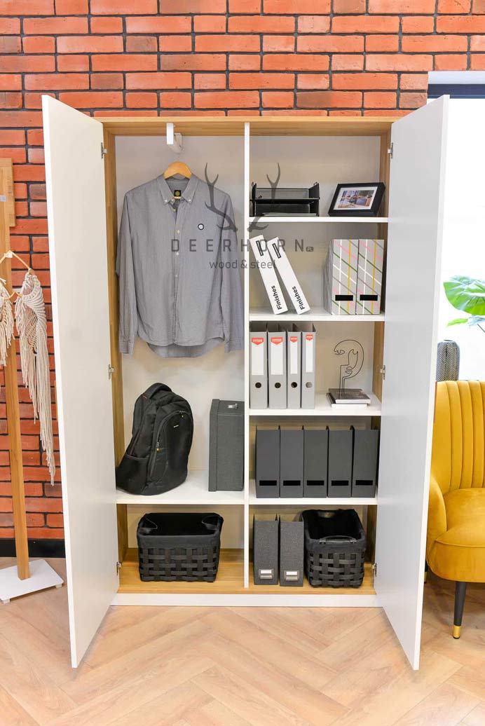 Weißer Büroschrank mit Einlegeböden für Akten, Dokumente 118 cm