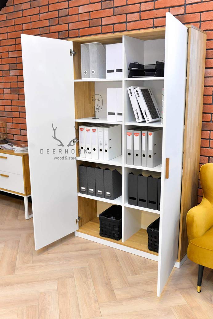 Weißer Büroschrank mit Einlegeböden für Akten, Dokumente 118 cm