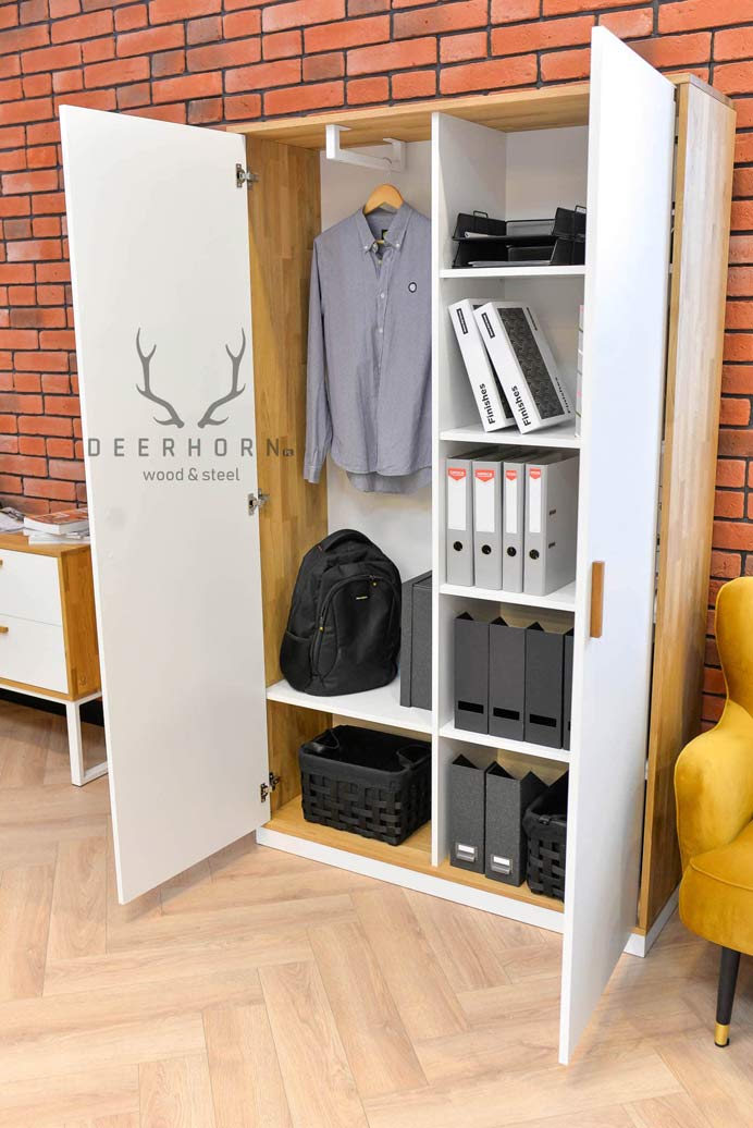 Weißer Büroschrank mit Einlegeböden für Akten, Dokumente 118 cm